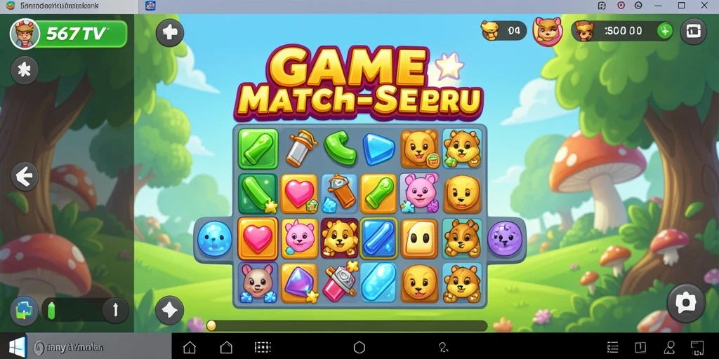 Tampilan menarik gameplay 567TV dengan elemen Match-3 yang ceria.