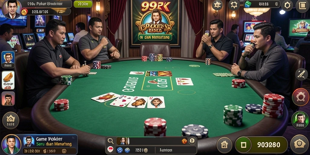 Screenshot gameplay poker yang intens dan seru di 99RK.