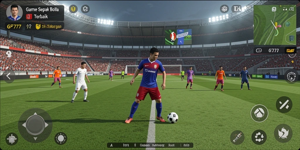 Tampilan gameplay GF777 yang menegangkan dalam pertandingan sepak bola.