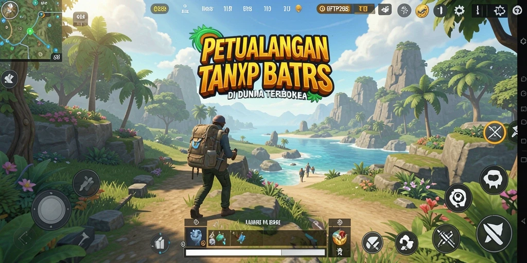 Tangkapan layar dari gameplay GIFTRP288 yang menampilkan eksplorasi dunia terbuka.