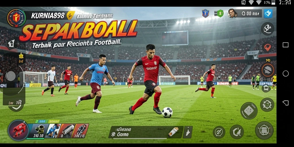Tampilan gameplay KURNIA898 dengan aksi seru di lapangan sepak bola.