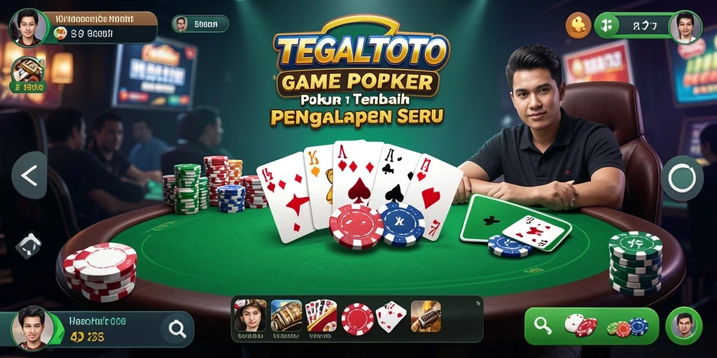 Screenshot TEGALTOTO menampilkan pemain Poker yang serius dan fokus.